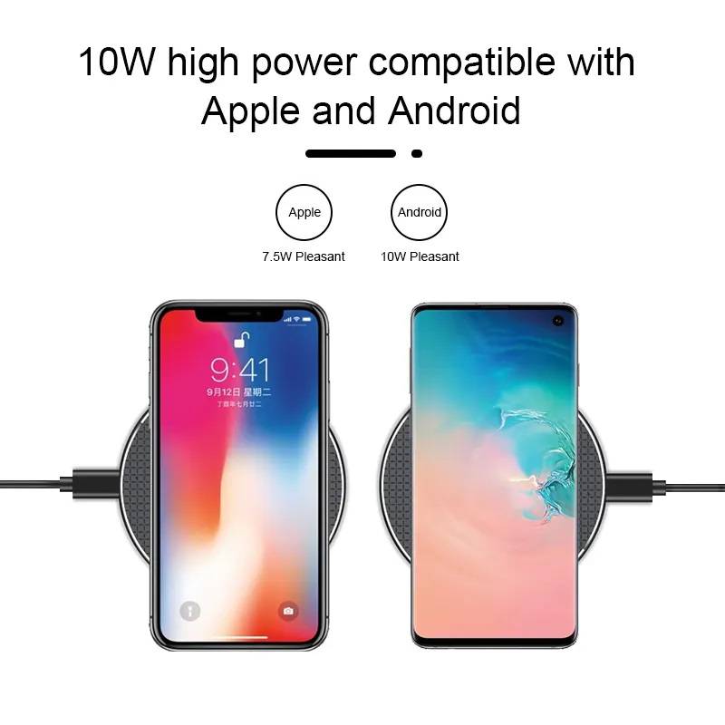 CARGADOR INALÁMBRICO CELULAR RÁPIDO 10W PARA IPHONE SAMSUNG LG HUAWEI