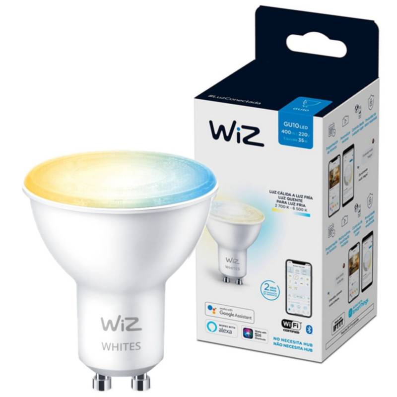 WIZ - Ampolleta SMART LED WiZ Wi-Fi GU10 Tonos Calido a Frio Google Alexa