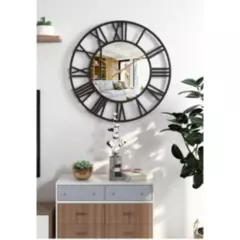 GENERICO - Reloj De Pared Con Espejo Redondo Estilo Vintage