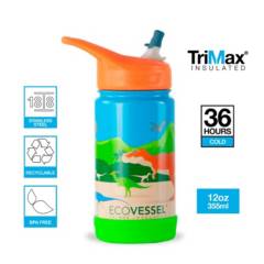 ECOVESSEL - Botella de agua para niños Ecovessel 355 ml The Frost Dinosaurio.