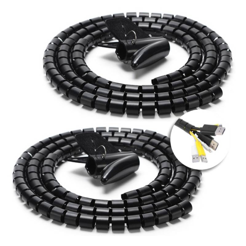 XPROHD SET 2 Espiral reunidor organizador de cables Negro 2metros x 3.2cm