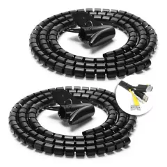 XPROHD - SET 2 Espiral reunidor organizador de cables Negro 2metros x 3.2cm