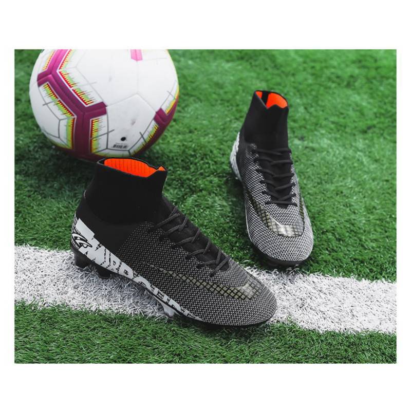 BLWOENS Botines de fútbol Zapatillas antideslizantes Zapatos para hombre-negro