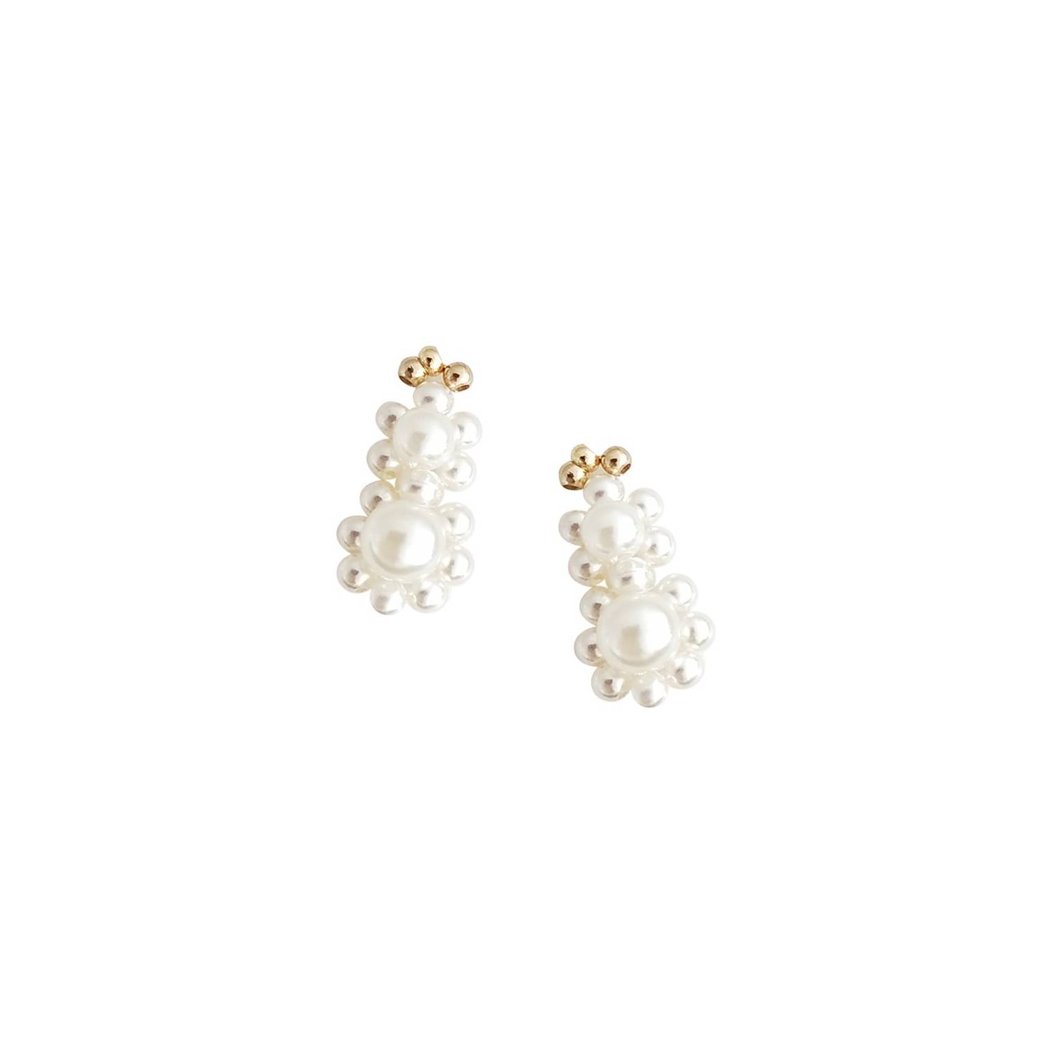 VATYERTY Aretes de perlas trenzadas flor vintage viento plata