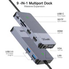 QGEEM - Docking Station Usb 3.0 Dual Hdmi Vga Triple Pantalla 4k