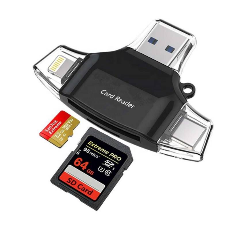Adaptador de iluminación USB 2 en 1 a lector de tarjeta SD TF para