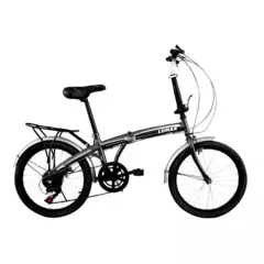 LUMAX - Bicicleta Plegable Lumax 7 Cambios Parrilla Trasera Gris