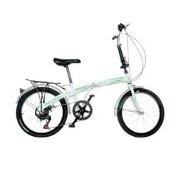 LUMAX - Bicicleta Plegable Lumax 7 Cambios Parrilla Trasera Blanca