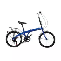 LUMAX - Bicicleta Plegable Lumax 7 Cambios Parrilla Trasera Azul