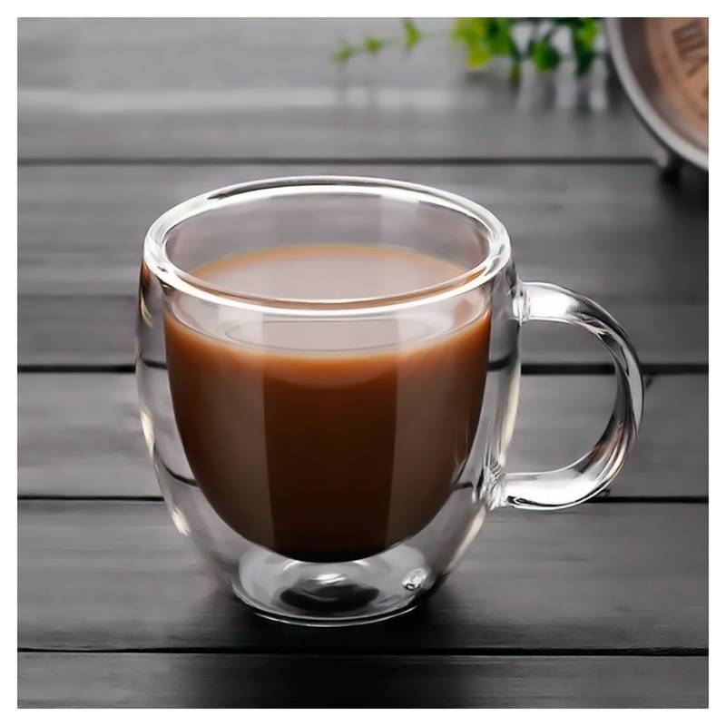 Tazas de café de de 8 , vasos transparentes de doble pared, cristalería  aislada con asa, taza de té Macarena tazas de doble pared
