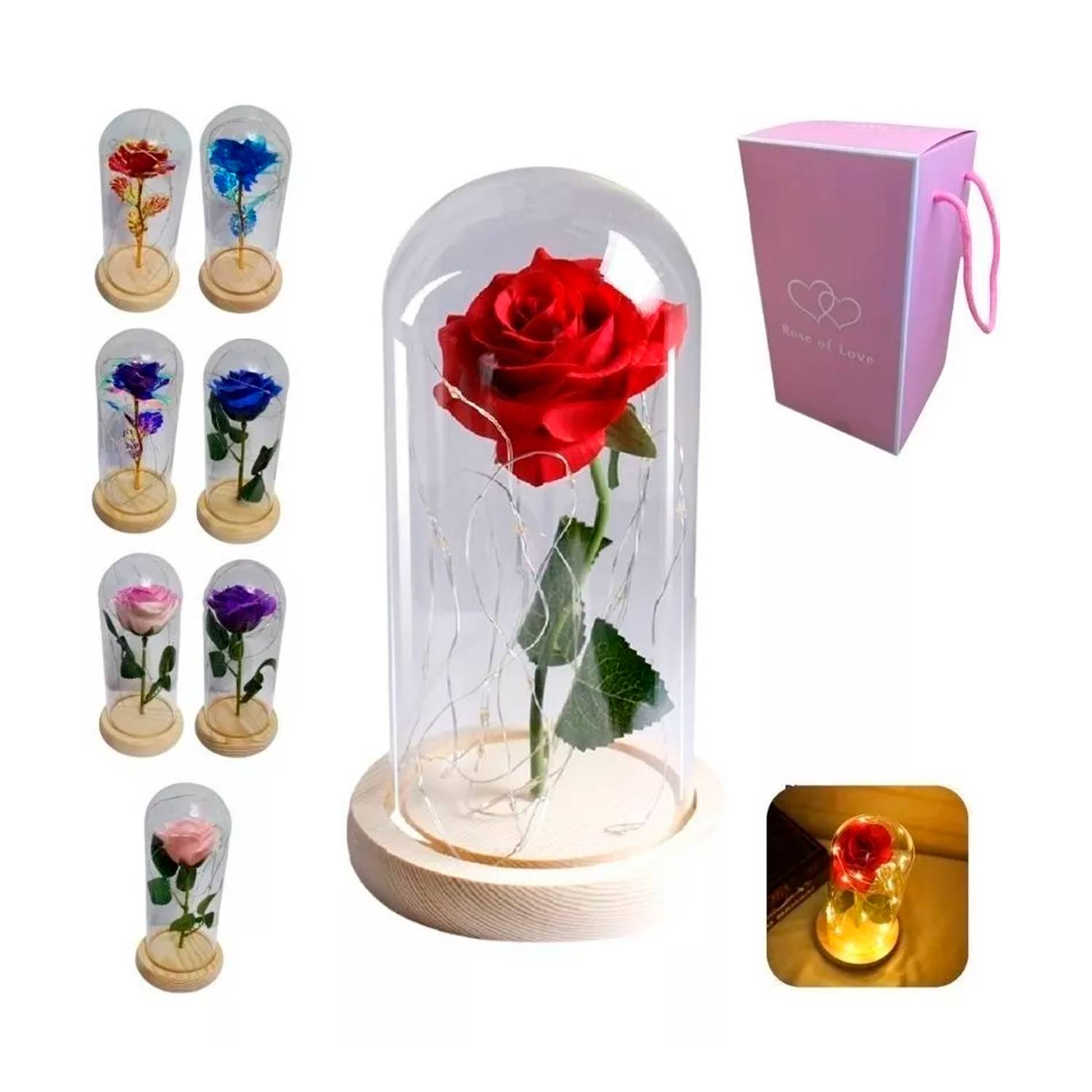 GENERICO Flor Rosa Eterna Cristal Luz Hada ST-32129 