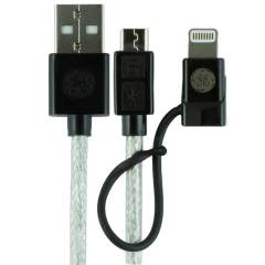 GENERAL ELECTRIC - Cable 2 en 1 Micro USB Adaptador Lightning 0.90 Mts GENERAL ELECTRIC