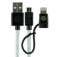GENERAL ELECTRIC - Cable 2 en 1 Micro USB + Conector Lightning 1.80 Mts GENERAL ELECTRIC