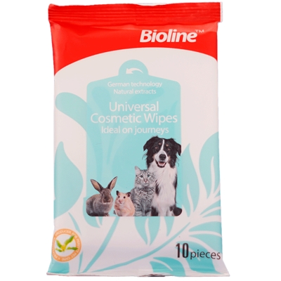 BIOLINE Toallitas Humedas Limpieza Mascotas Perros Gatos 30U Bioline