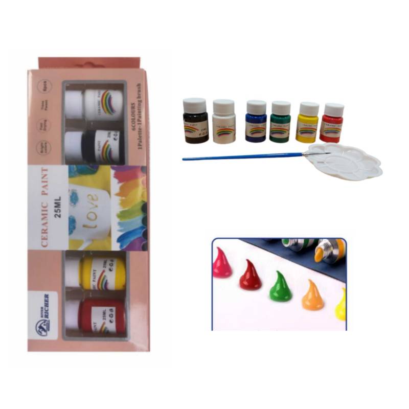 GENERICO Pintura para Cerámica Ceramic Colour Set 6 Colores 25ml