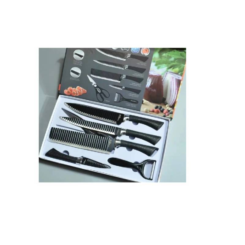 GENERICO Set De Cuchillos Cocina 6 Piezas + Pelador / Caja Cuchillos