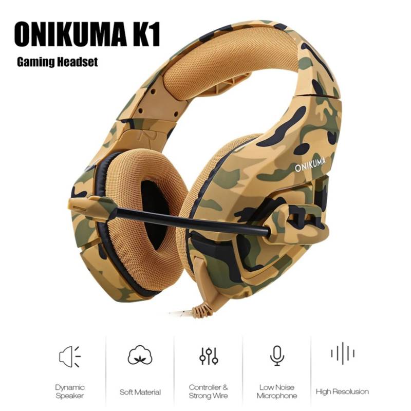 ONIKUMA - Audífonos Gamer Onikuma Camuflaje Cancelación de Ruido Y Micrófono