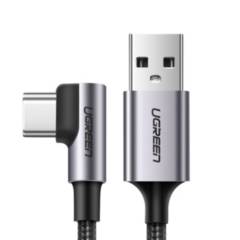 UGREEN - Cable USB-C en ángulo a USB 2.0 A trenzado 1m Gris UGREEN