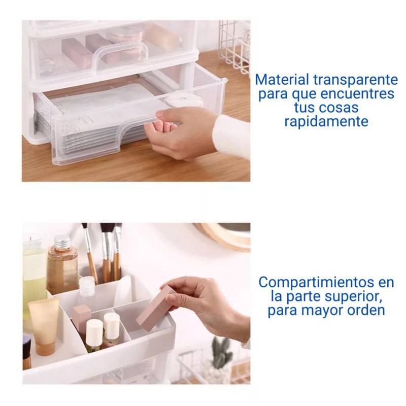 Organizador Plastico 3 Cajones Transparente Ruedas Nueva