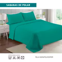 GENERICO - Juego de Sabanas De Polar 2.0 Plazas (Queen) - Turquesa - Otoño Invierno