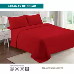 GENERICO - Juego de Sabanas De Polar 2.0 Plazas (Queen) - Rojo - Otoño Invierno