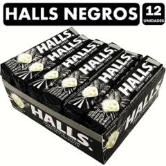 HALLS - Halls Negros - Strong (Caja Con 12 Unidades)
