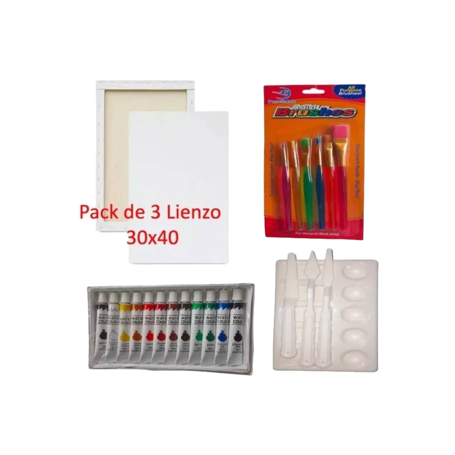 GENERICO Set 4 Lienzo Pintura Arte Kit Para Pintar Bastidor
