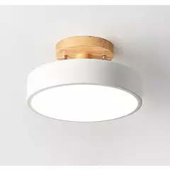 GENERICO - Led lámpara de techo moderna 18cm base de madera blance