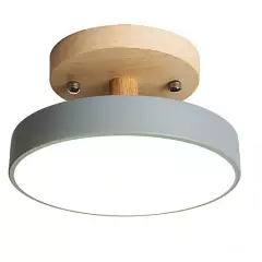 GENERICO - Led lámpara de techo moderna 18cm base de madera gris