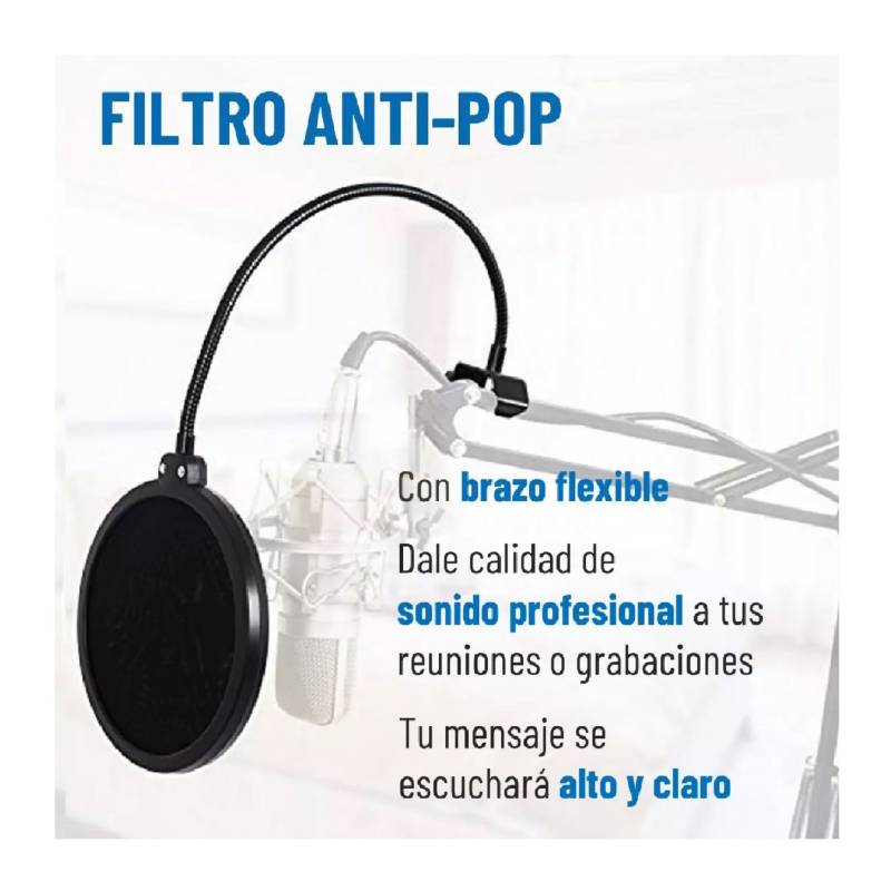 GENERICO Kit Soporte Para Micrófono Condensador Brazo Antipop Y Araña.