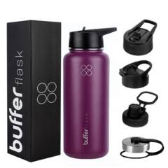 BUFFER FLASK - Termo Botella Agua Termica Inoxidable Buffer 32oz + 4 Tapas
