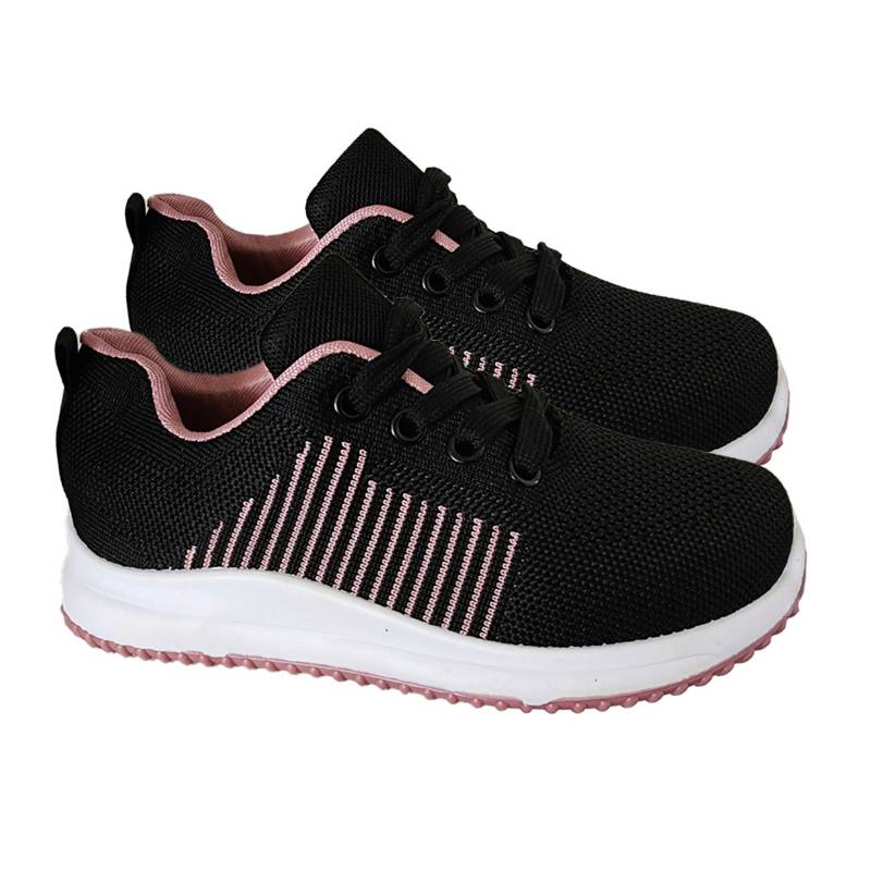 GENERICO Zapatillas Deportivas Niña Con Cordon Negro Rosa 7026