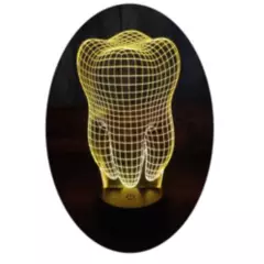 GENERICO - Lampara ilusión 3D Muela Diente 7 Colores Led Dentista