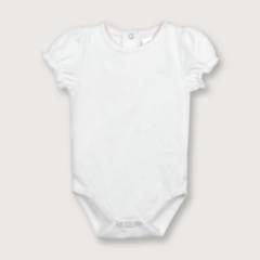 OPALINE - Body de niña manga corta globo blanco (recién nacido a 9 meses)