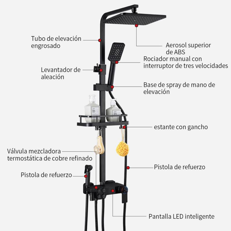 Columna de ducha monomando con repisa - Manau