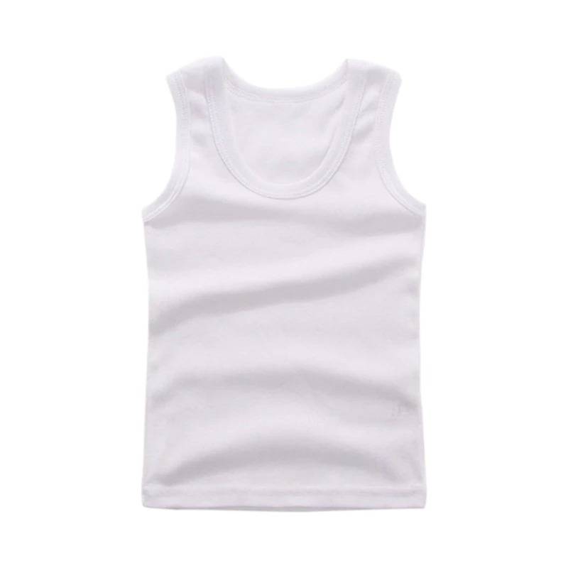 Camiseta interior infantil sin mangas de algodón, blanco