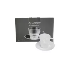 GLASSO - Set 4 Tazas Con Plato Espresso para Té o Café Glasso 110ml GLASSO