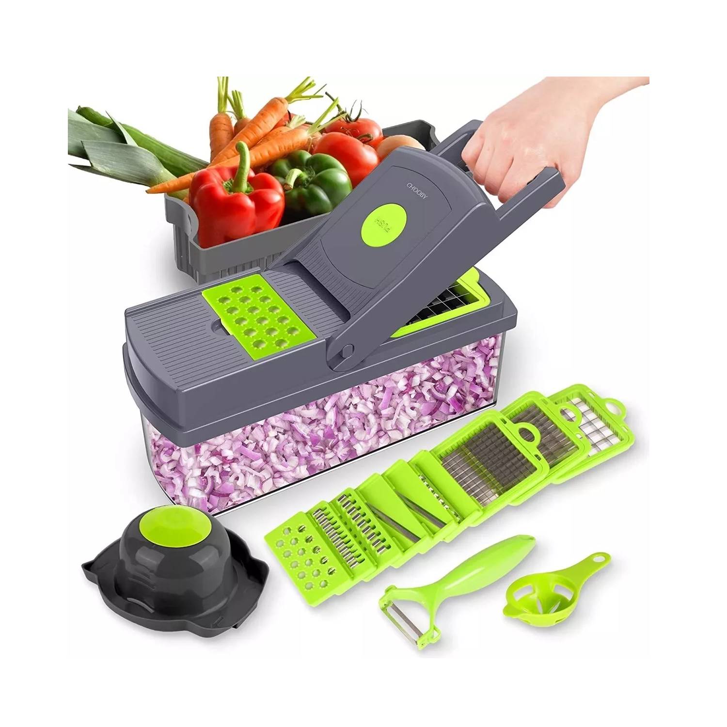 Rallador Picador Verduras SNIFITAR 14 en 1 Acero + Chopper