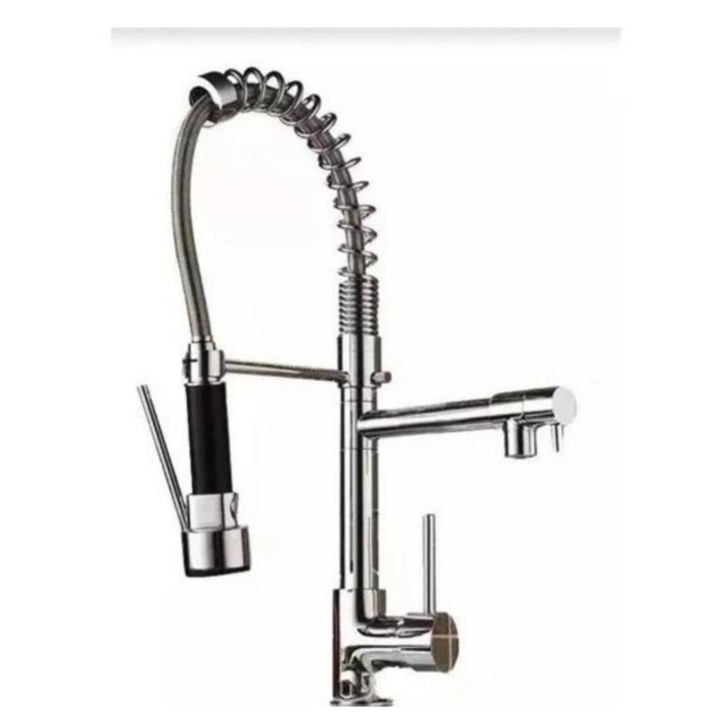 Grifo llave lavaplatos monomando cocina extensible triple Dorado GENERICO