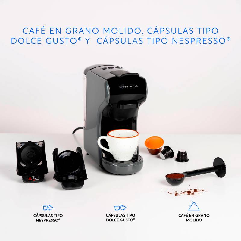 EASYWAYS Cafetera Milano Coffee 3 en 1 Gris EasyWays