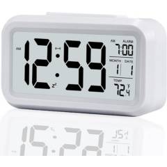 GENERICO - Reloj Despertador Pantalla Led Fecha Temperatura Alarma blanco
