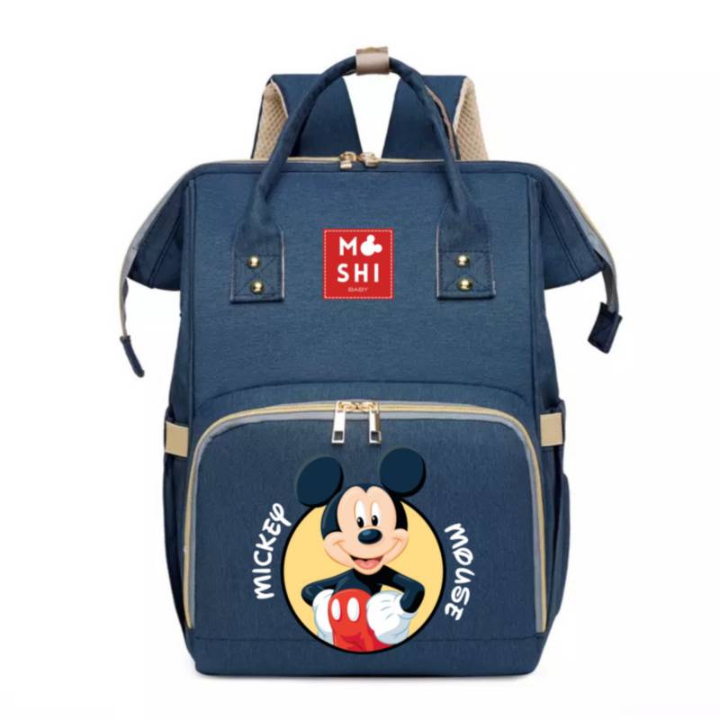 GENERICO - Bolso Mochila Maternal Pañalera Diseño Mickey Mouse Azul Marino