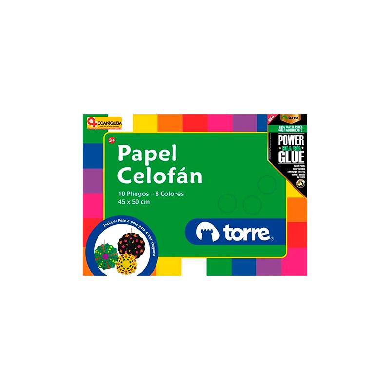 Carpeta Con Papel Celofan 10 Hojas 8 Colores Torre - Dimeiggs