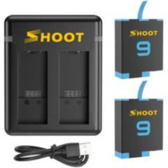 SHOOT - Cargador Doble + 2 baterías para GoPro Hero 12 / 11 / 10 / 9 - Shoot