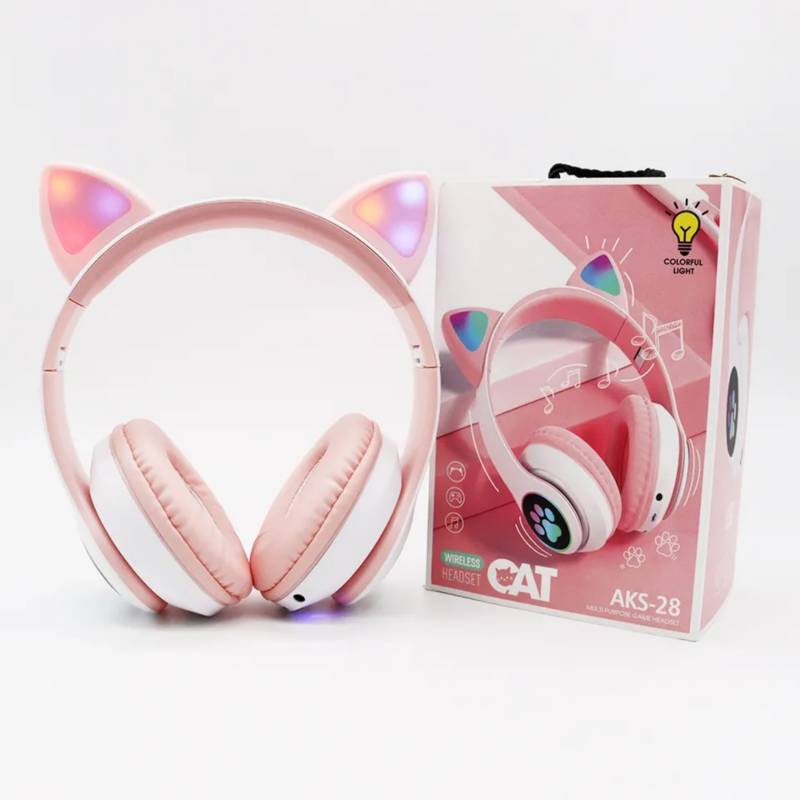 GENERICO Audifonos Gato Bluetooth Audifonos Rosados Niña Inalambricos  Rosado