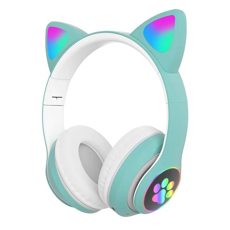 GENERICO - Audífonos inalámbricos Bluetooth RGB Orejas gato BT 5.0 Verde
