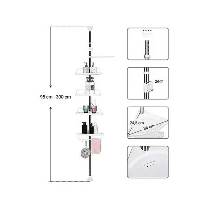 GENERICO Esquinero Ducha Baño Repisa Regulable 4 Niveles Ajustable