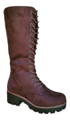 Botas Largas Bucaneras De Gamuza Mujer Casual Marr n 7130 Coolebra