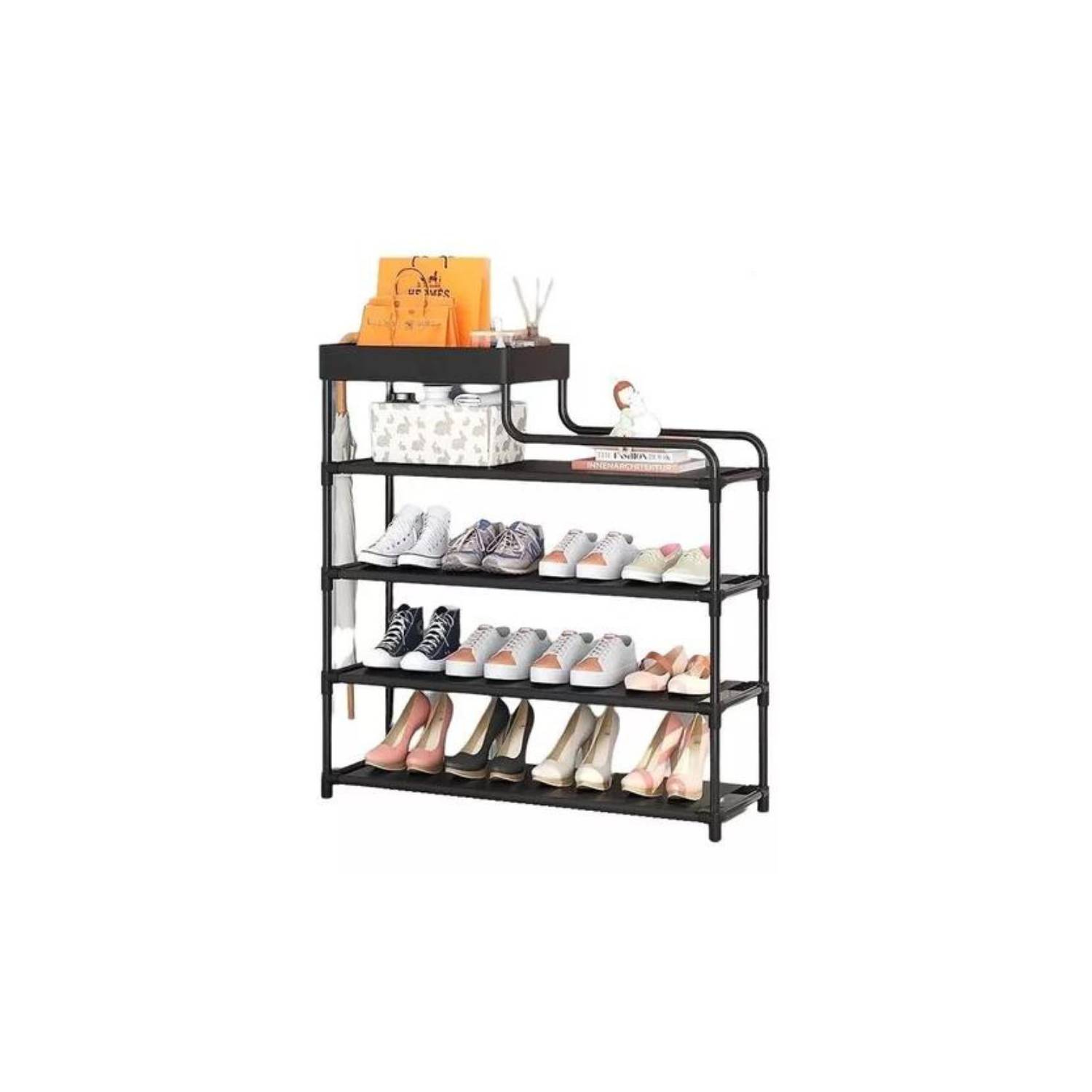 Zapatera Mueble para Zapatos Organizador con Varios Compartimientos Color  Negro Practiksa Armable