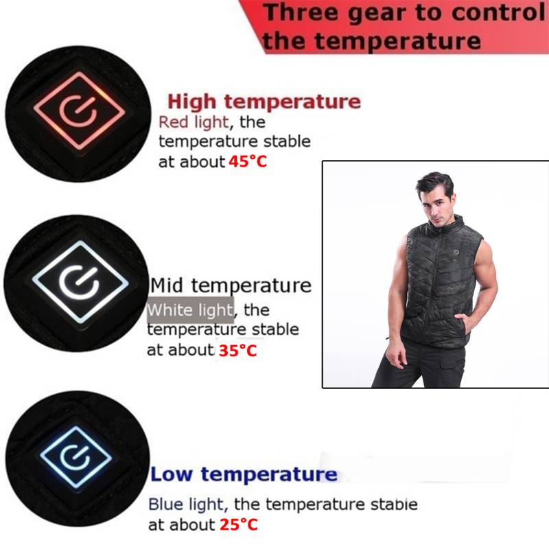 Chaleco Térmico Eléctrico Con 3 Temperaturas Ajustables